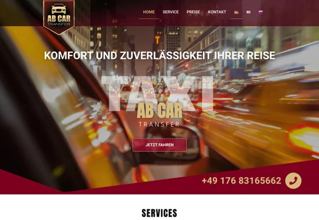 Website für Taxi Unternehmer